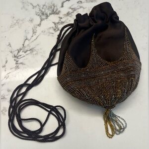 Vintage Walborg 1970’s beaded satin evening bag in the Art Deco Style